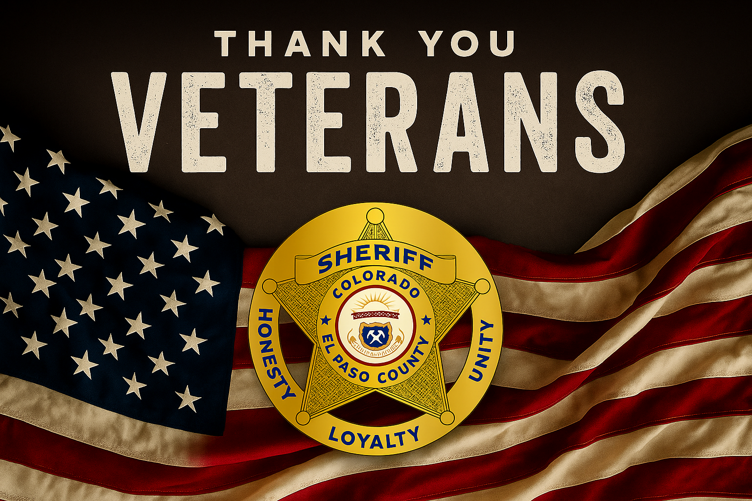 picture saying Thank you Veterans with EPSO badge and US flag