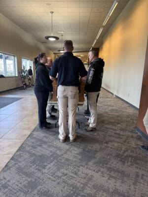 honor Guard members practicing carrying a coffin during training. 