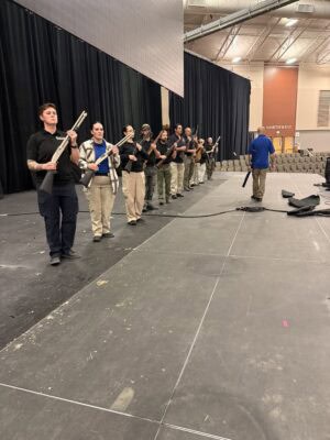 Honor guard in a volley line. 