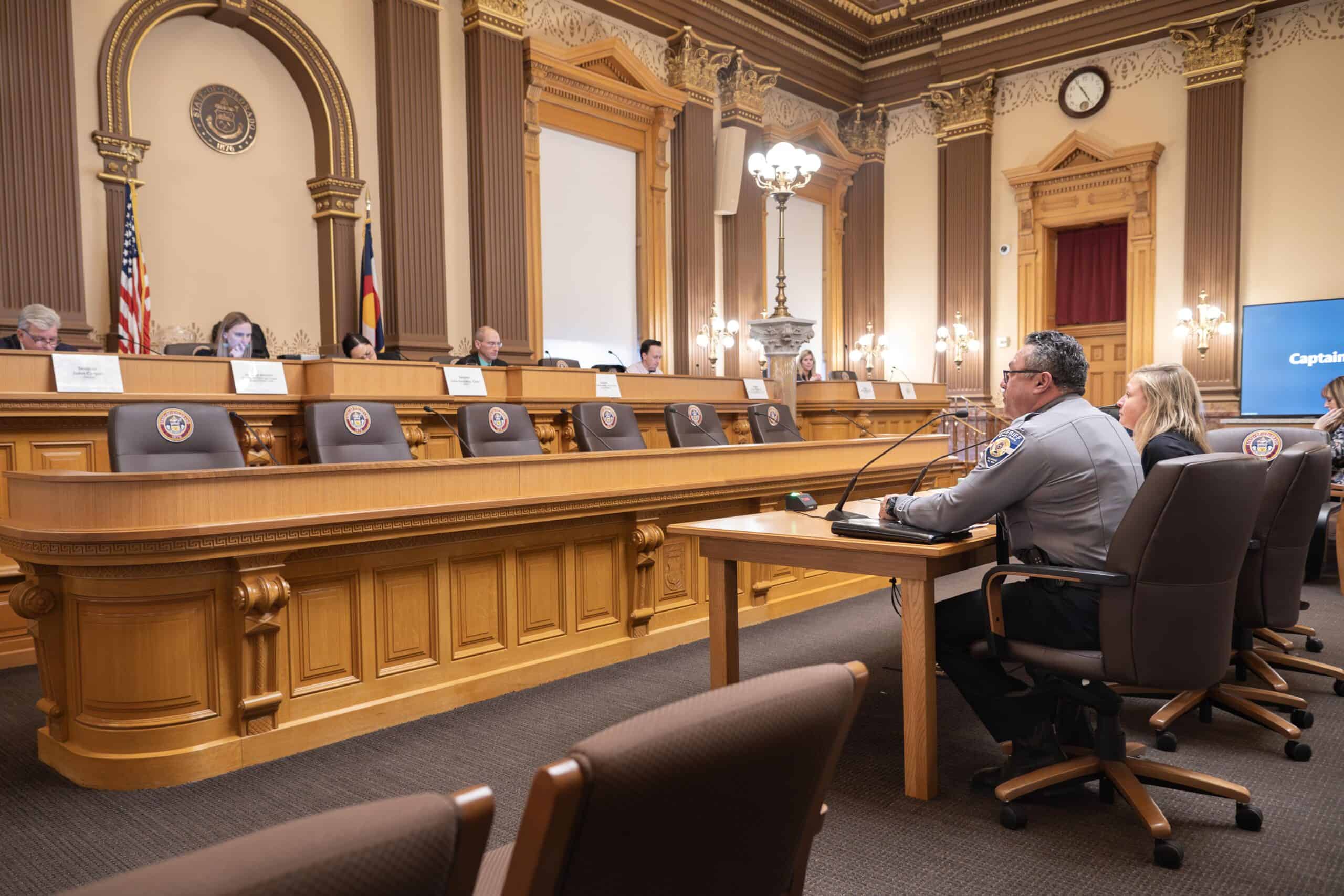 Sheriff Roybal testifying at Colorado Capitol.